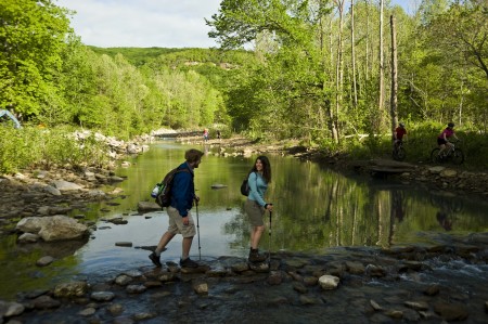 Devils_Den_State_Park_Lee_Creek_Hikers_Bikes_West_Fork_4832 Hikers & Mountain Bikers at Devils Den State Park (photo courtesy of Arkansas Dept. of Parks & Tourism)