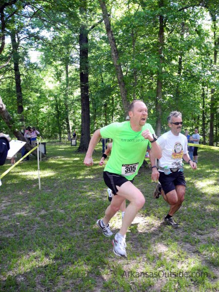 Finish Face - A runner giving the crowd a good show at the finish.