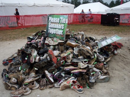 We all donated the old shoes we had worn.