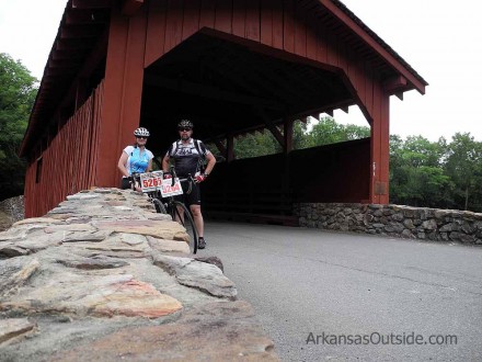 The covered bridge in Burns Park.