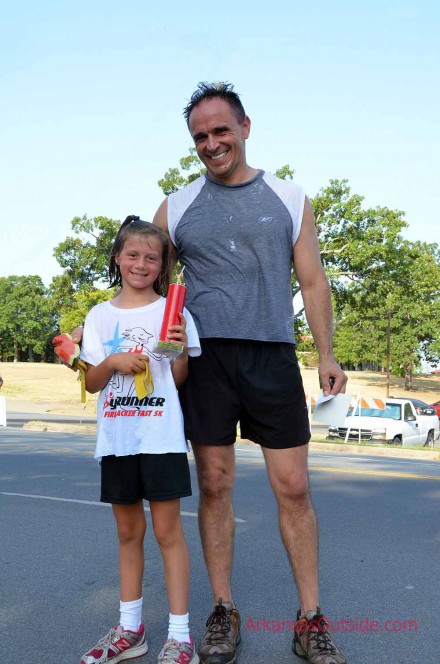 Colette and her dad, Gerald with that wonderful finished feeling and a firecracker.