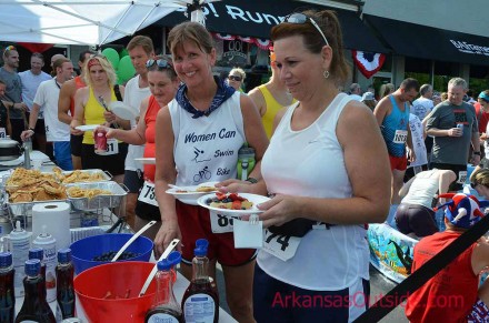 Runners enjoying the after-party at Go! Running.
