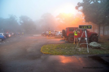 Fog at the top of the mountain greeted the racers.