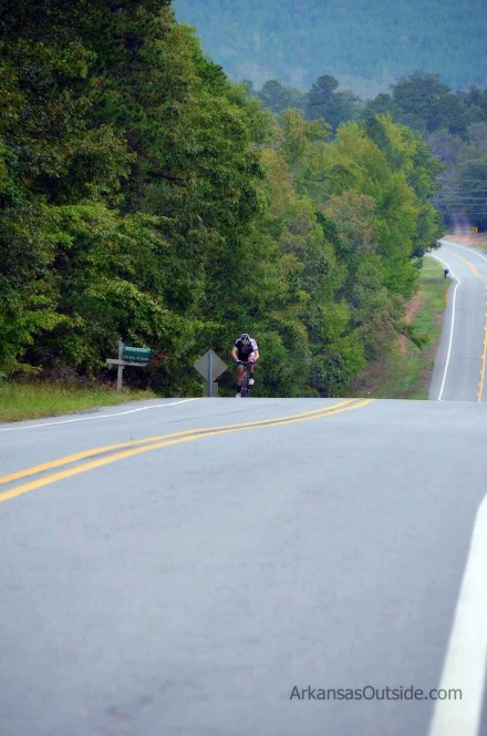 Theclimb A lone rider makes the final climb on Wye Mountain.