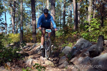2012-10-27_XTERRA_0248 Negotiating a "rock garden" on the Iron Mountain course.