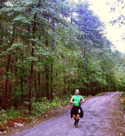 Scott Harper coming down the wet road. (photo by Scott Harper)