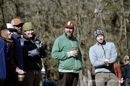 Some of the most enthusiastic hecklers are other racers waiting their turn to race.