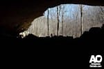 Can you make out Lisa at the entrance to Indian Rockhouse Cave?