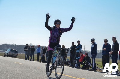 Women's Cat 1/2/3 winner, Andrea Wilson, is happy with her win.