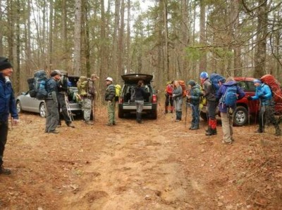 Hikers, led by Satori Adventures and Expeditions guide Dan Nash, prepare for a long hike to explore Bear Creek Canyon a few weeks ago.