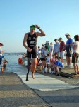 Jeff Glasbrenner coming off the water at the 2012 Tri The Village Triathlon in Hot Springs Village, Arkansas.