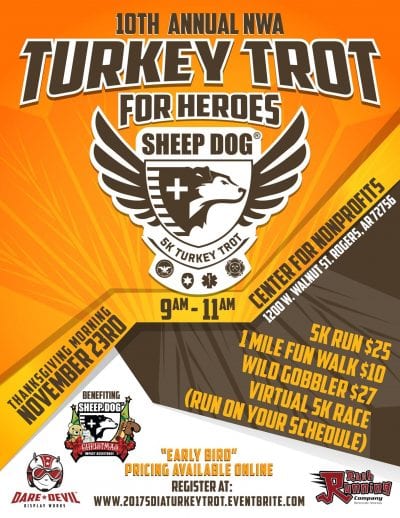 Sheep Dog Turkey Trot 5K Event @ Center for Nonprofits at St Marys | Rogers | Arkansas | United States