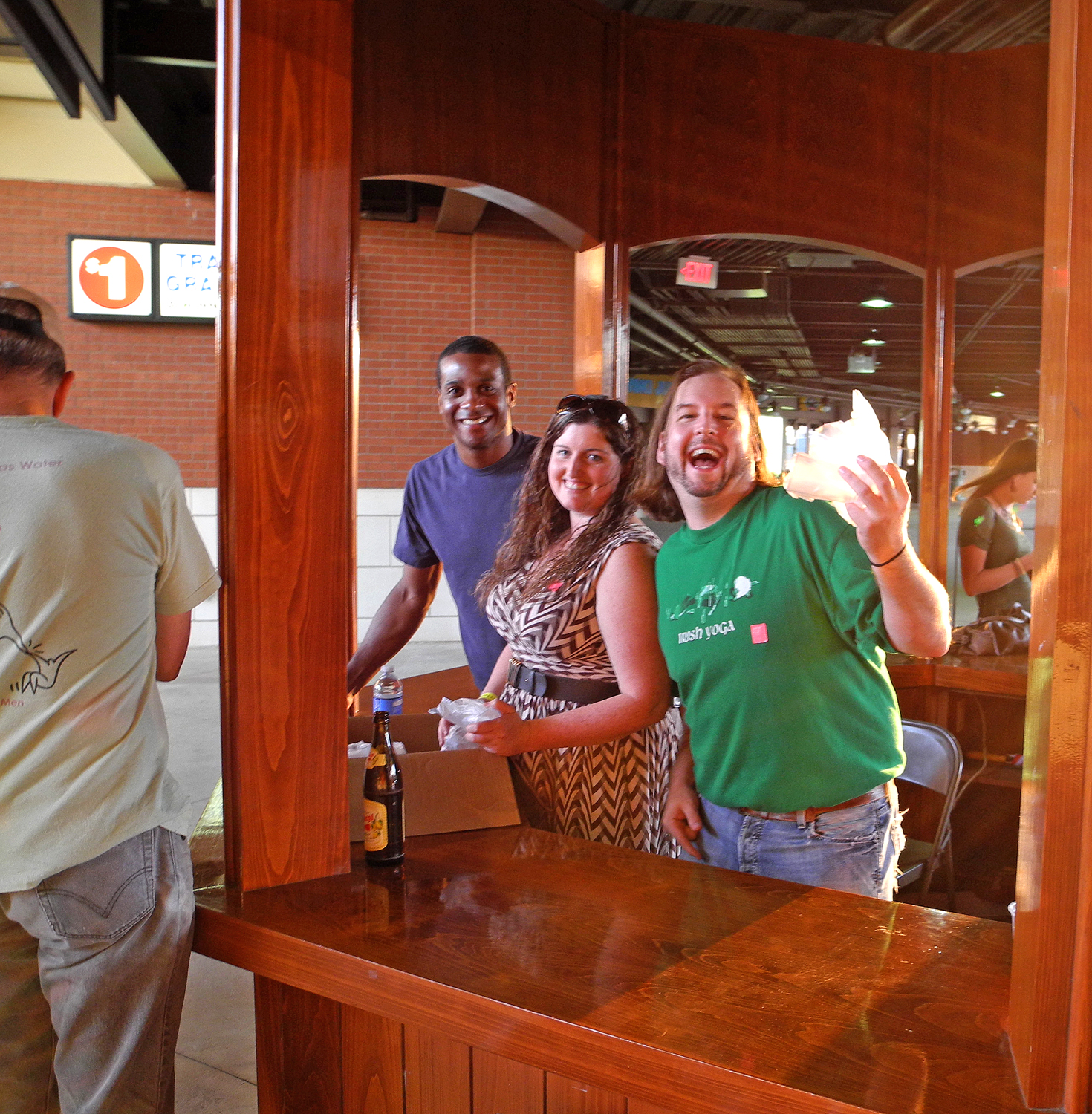 Beer Booth Fun The folks manning the "free tasting glass" booth seemed to be having a great time.