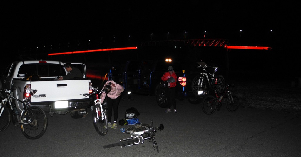 Bike Drop Unsupported teams dropped off their bikes for pick up later in the day. The temperature was just around 40 F.