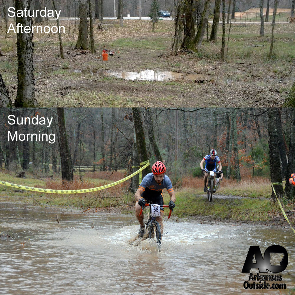 Puddle Flash Flood - (opposite angles of the same puddle) Top photo from ArkansasCyclocross