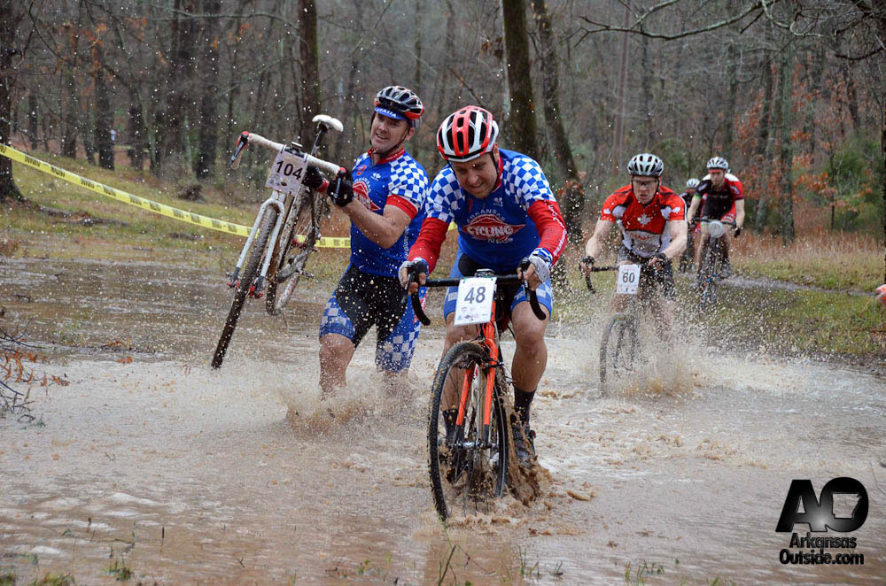 StateCX2012-118 Daniel Lysk and Charlie Roberts of Team Arkansas Cycling & Fitness make the crossing.
