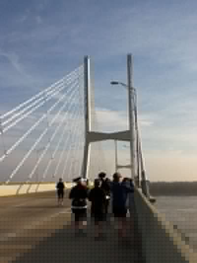 Crossing the Mississippi River Bridge heading east.