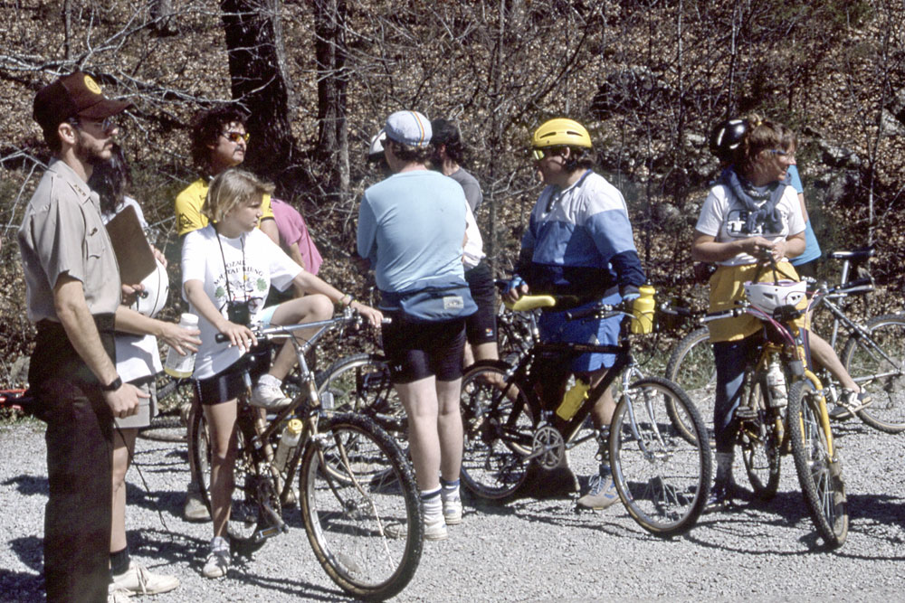 Tim Scott getting some of the riders organized.