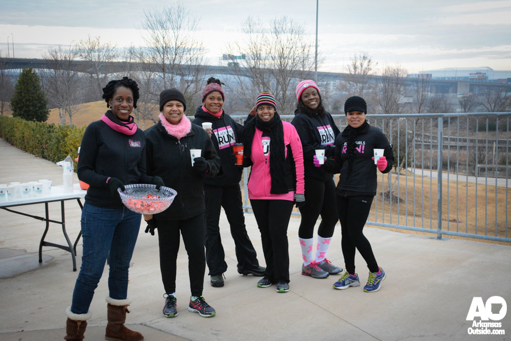 The running group, "Black Girls Run" provided candy, water, gatorade and tissues at the Clinton Library turnaround.