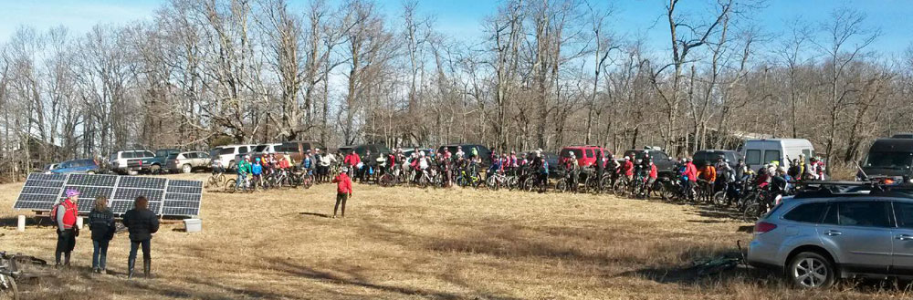 Pre-ride group shot at Foggy Bottom Farms.