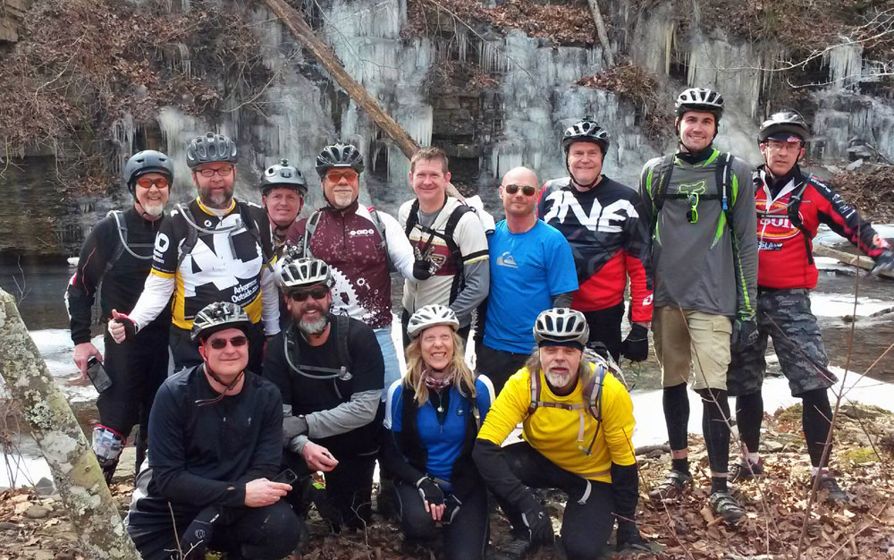 Group shot at the icicles.