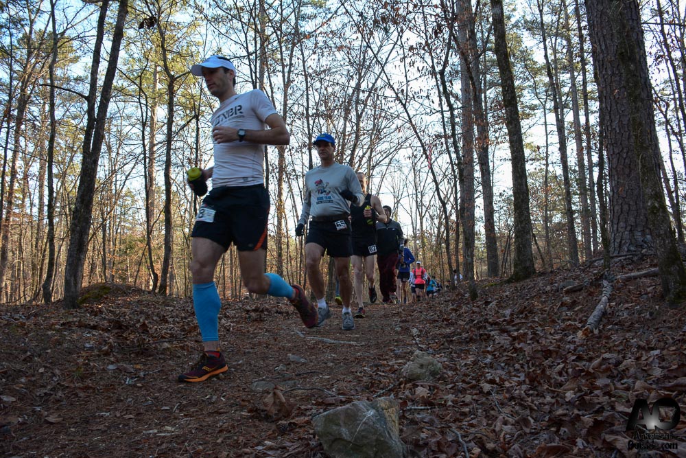 Race start, heading down the trail.