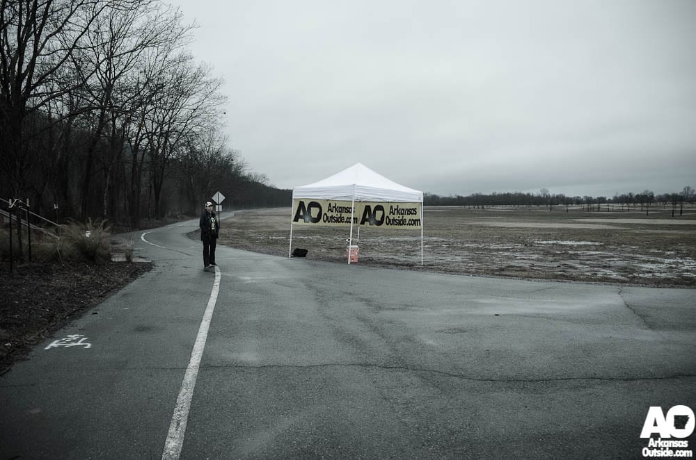 Setting up for the party aid station at mile 22.5.