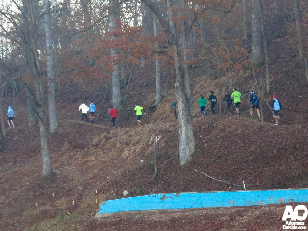 Runners heading out on the first section of single track.