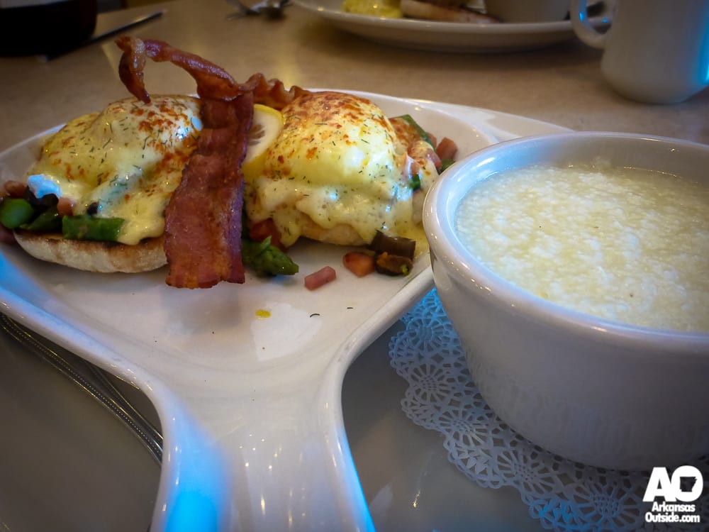 Eggs Benedict and Grits.