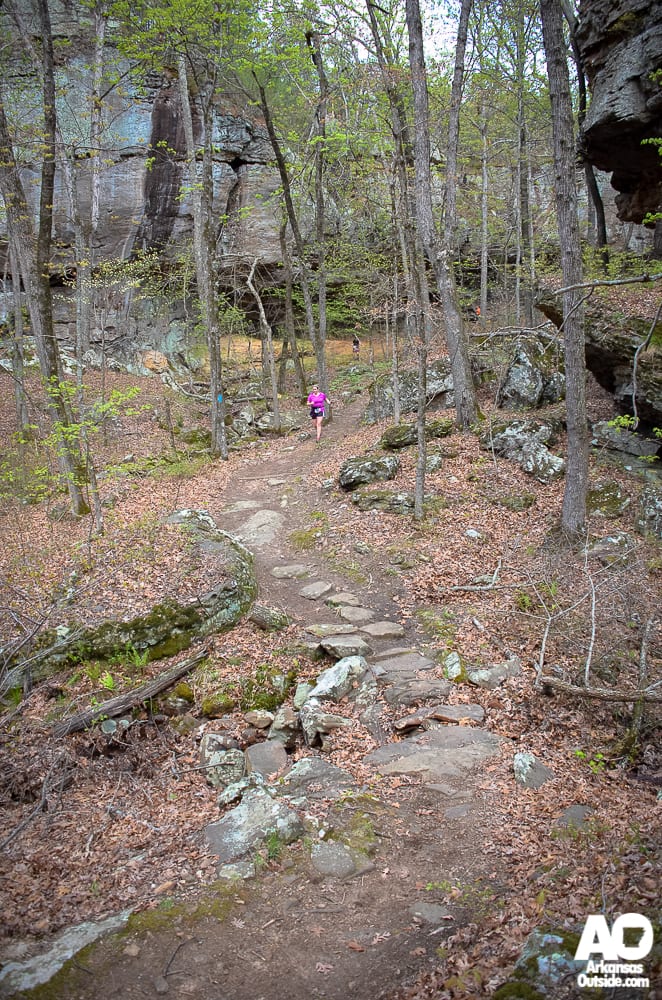 Trail runner on Seven Hollows Trail, Petit Jean State Park.