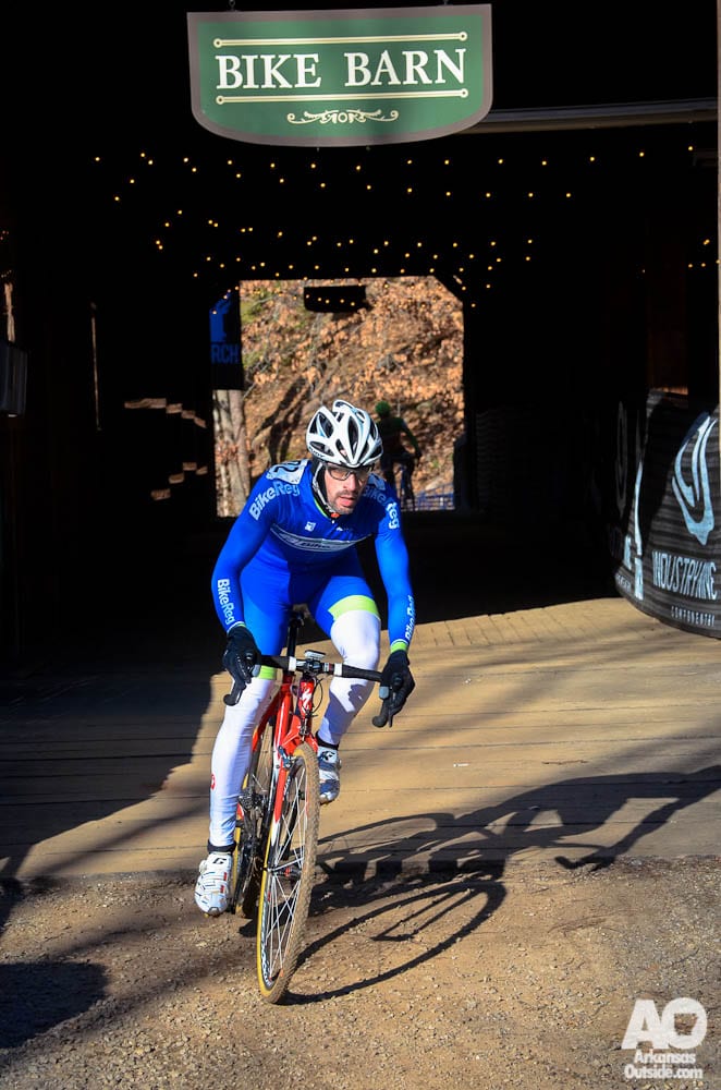 Exiting the Bike Barn.