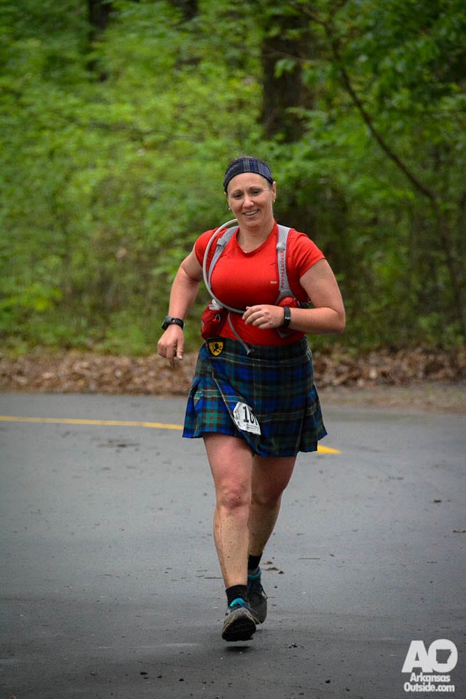 The author finishing her 50K with a personal record.