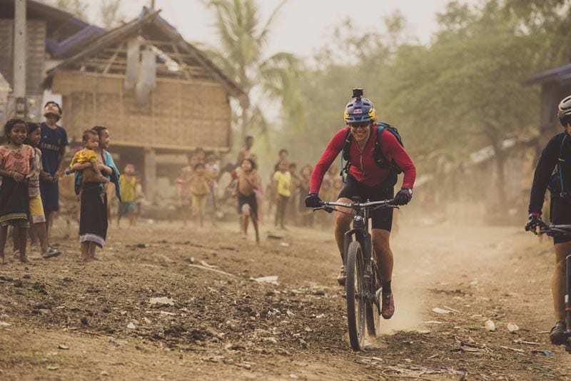 Rebecca Rusch rides along the Ho Chi Minh Trail for the feature film project 'Blood Road' in Vietnam, Laos, and Cambodia in March, 2015.