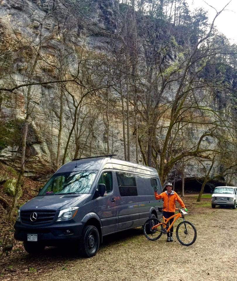 James showing off his van, "Large Marge" while at a mountain bike event at Blanchard Springs.