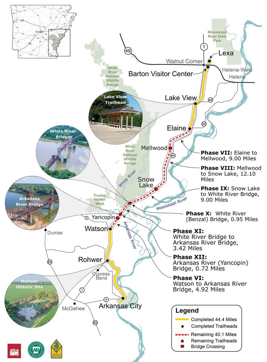 This map shows the completed and under construction sections of the trail.