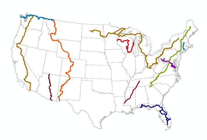 A Map of the 11 National Scenic Trails