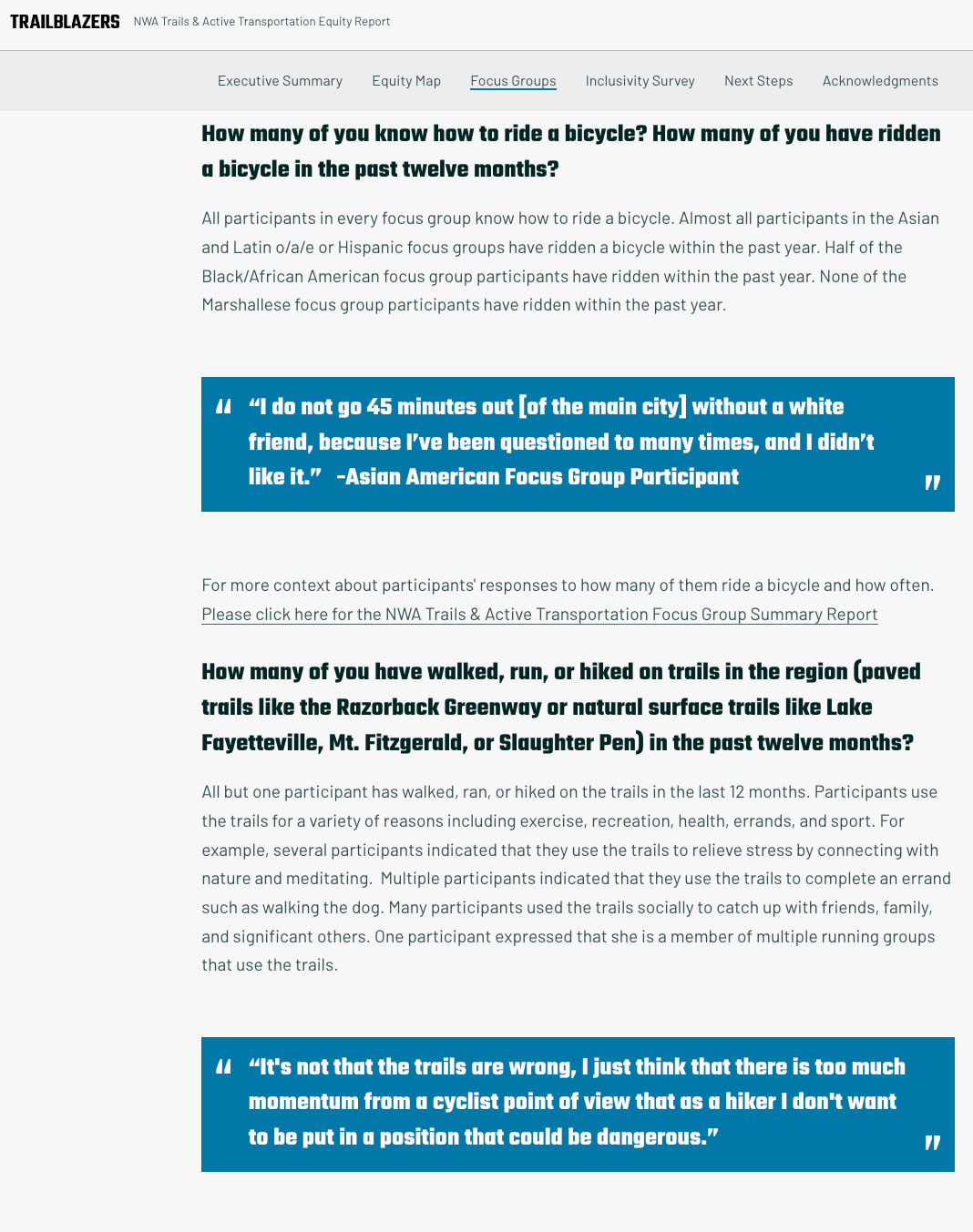 Example of focus group reporting.