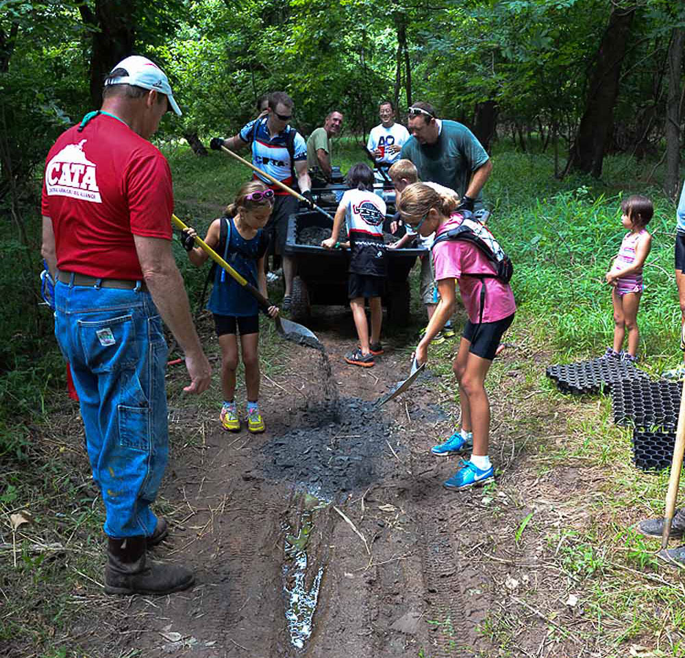 Getting the kids involved in trail work.